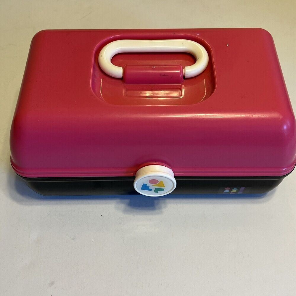 Vintage Caboodles Make-Up Cosmetic Storage Case Container Large Pink & Black USA